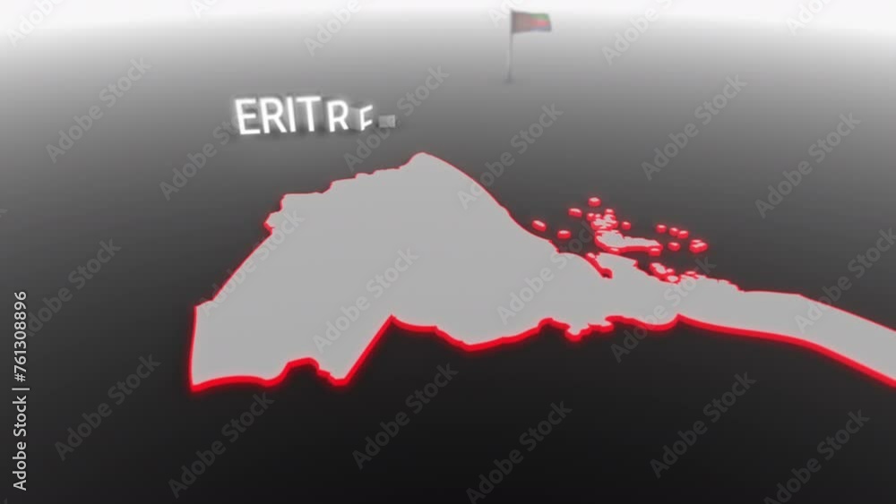 3d animated map of Eritrea gets hit and fractured by the text “Crisis” 3d animated map of Eritrea gets hit and fractured by the text “Crisis”