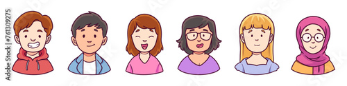 Children avatar icon collection vector illustration