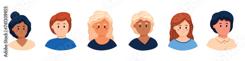 Woman avatar icon set. Collection of woman avatar vector illustration
