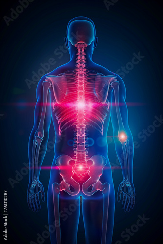 Back Pain Red Highlight Lumbar X-Ray