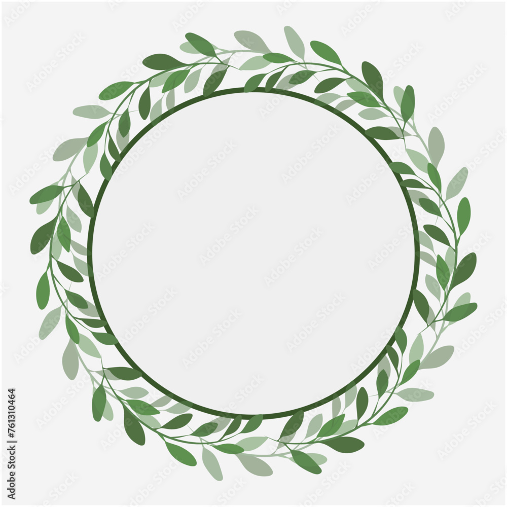 Photo Frame Green leaf Branch and circle Background Vector