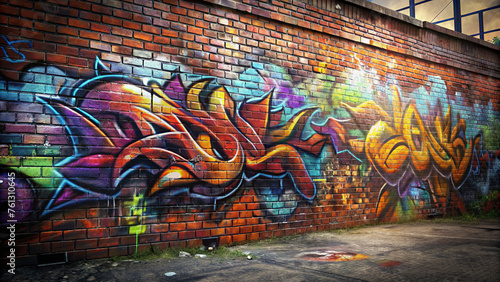 Graffiti brick wall Stock Photo