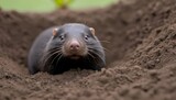 A Mole Peeking Out From A Mound Of Soil