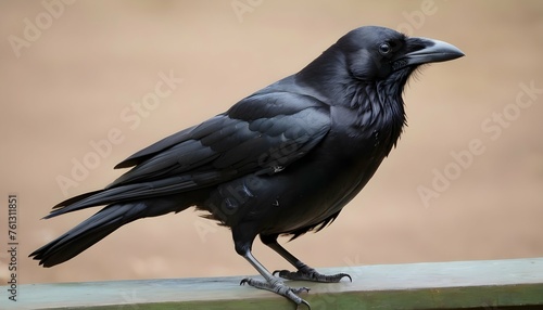 A Crow With Its Feathers Puffed Out In Contentment