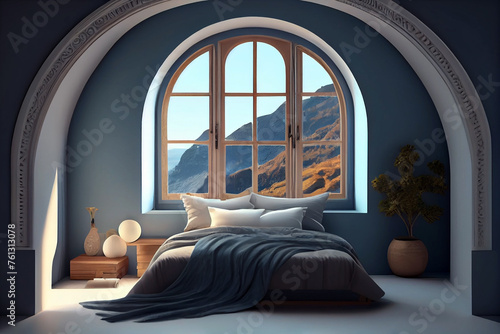 interior of a room, bedroom in greek