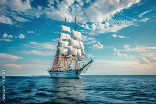 Ein großes weißes Segelschiff  photo