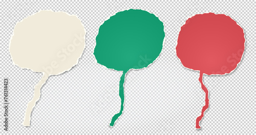 Ripped paper, colorful balloon symbols for text or ad.