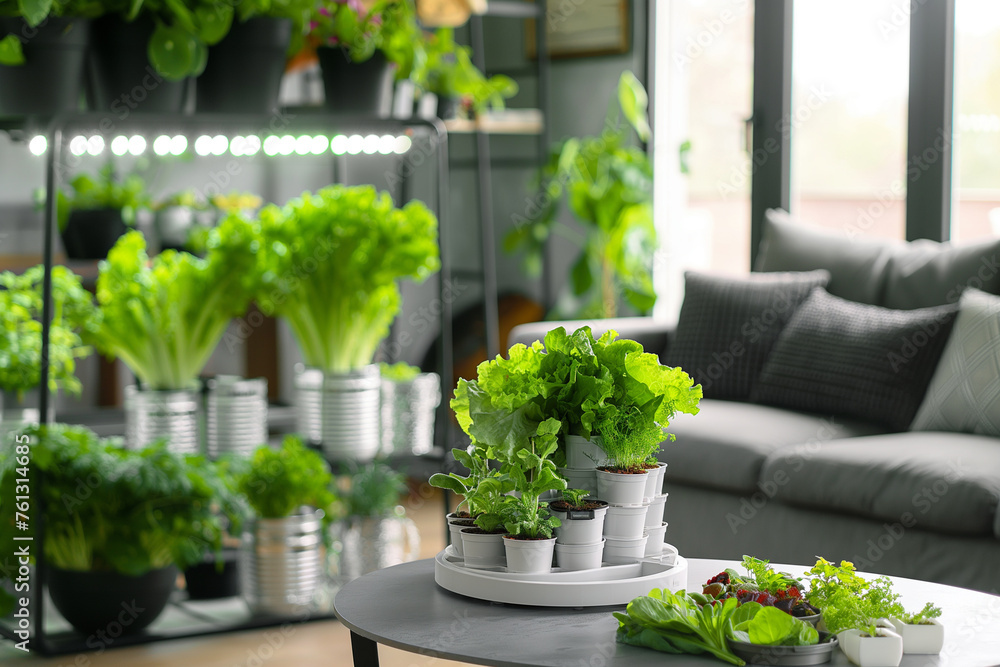 hydroponic system for growing food in the kitchen