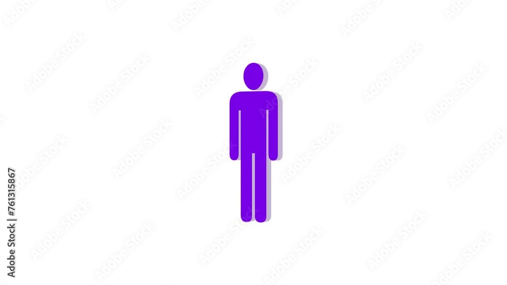 3d man logo icon loopable rotated purple color animation white background 3d man logo icon loopable rotated purple color animation white background