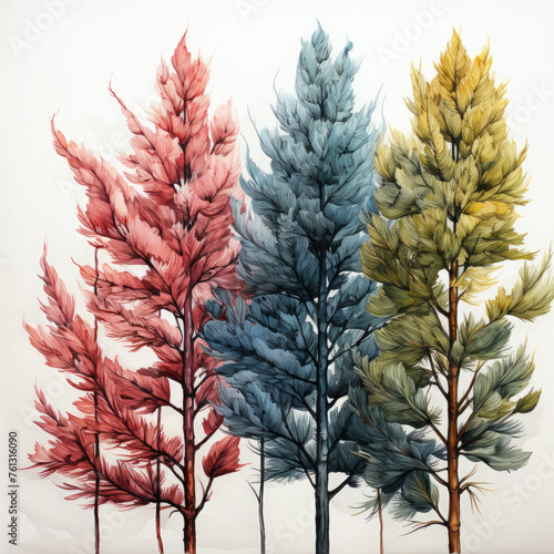 Watercolor Fir Branches Illustration  Generative Ai