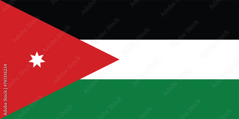 Flat Illustration of the Jordan national flag. Jordan flag design. 

