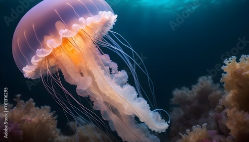 A Jellyfish In A Sea Of Glowing Aquatic Life © Uswa