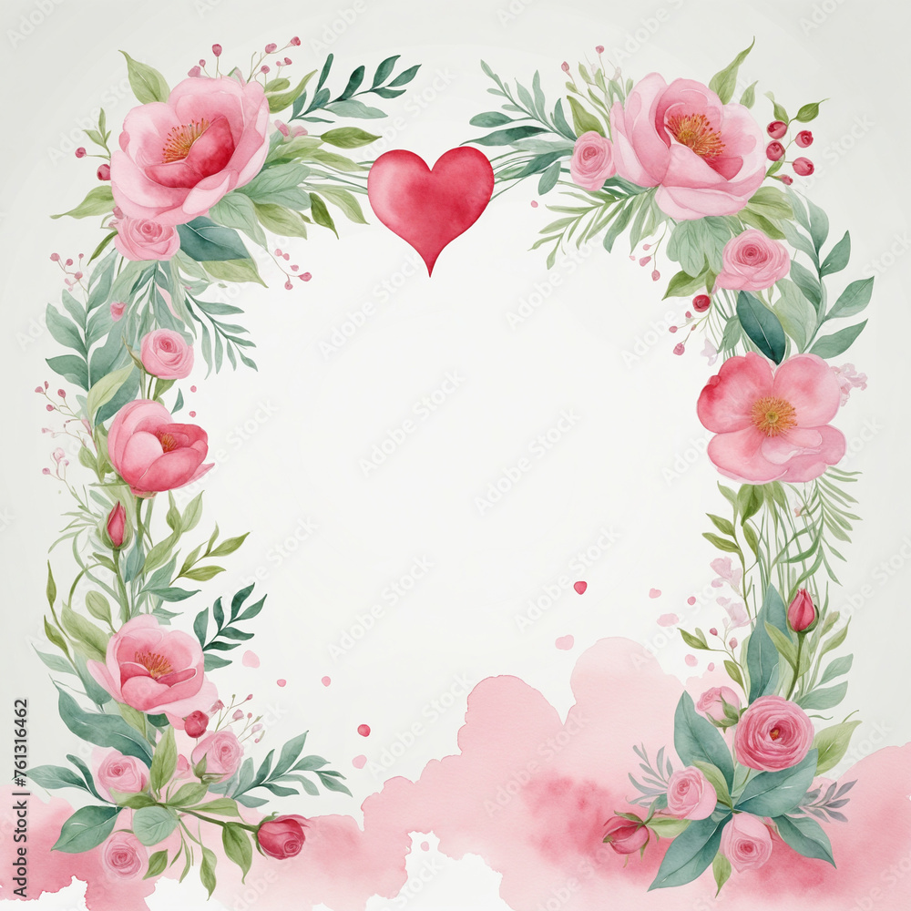 a romantic heart-shaped wedding arch in watercolor style isolated on a transparent background