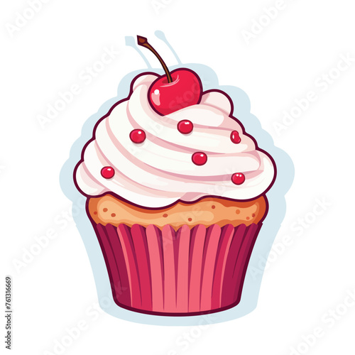 A whimsical cupcake sticker illustration 