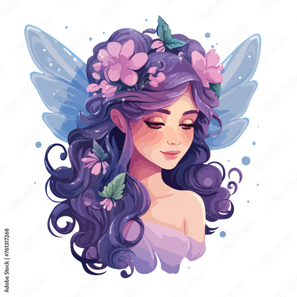 A whimsical fairy sticker illustration 