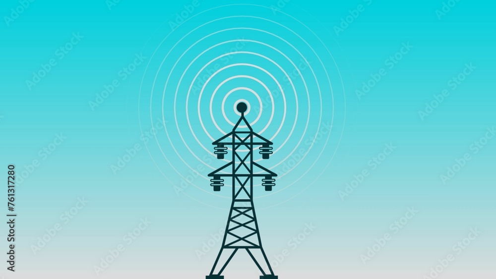 Obraz premium radio tower mast network flat design