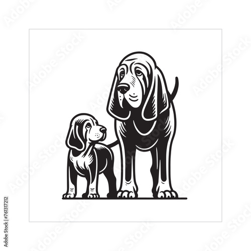Bloodhound Dog Family Clipart illustration Vector 
