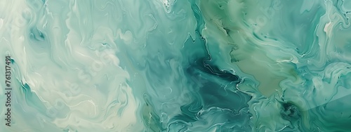 Liquid fluid art abstract background. Blue green acrylic paint underwater  galactic smoke ocean