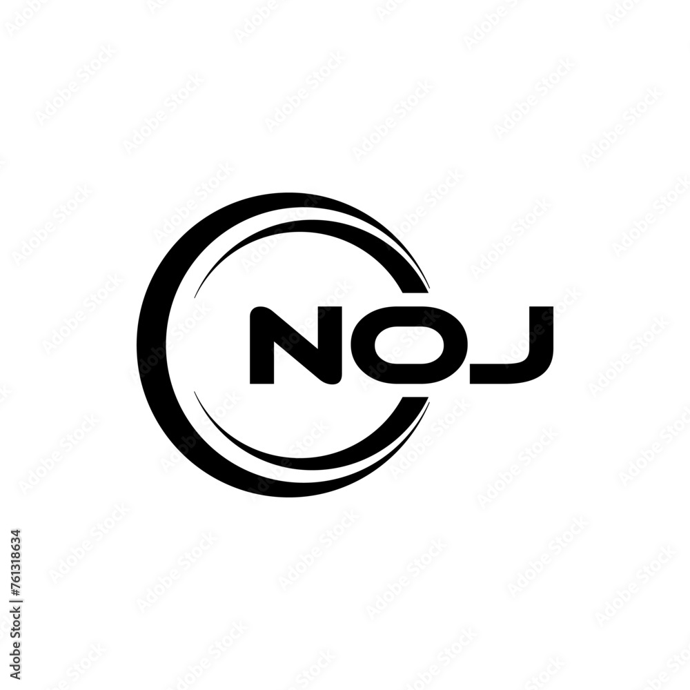 NOJ letter logo design with white background in illustrator, cube logo, vector logo, modern alphabet font overlap style. calligraphy designs for logo, Poster, Invitation, etc.