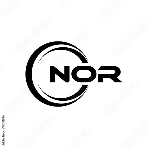 NOR letter logo design with white background in illustrator  cube logo  vector logo  modern alphabet font overlap style. calligraphy designs for logo  Poster  Invitation  etc.
