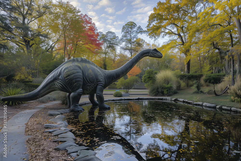 Fototapeta premium Ancient Greatness: Brontosaurus in the Jungle