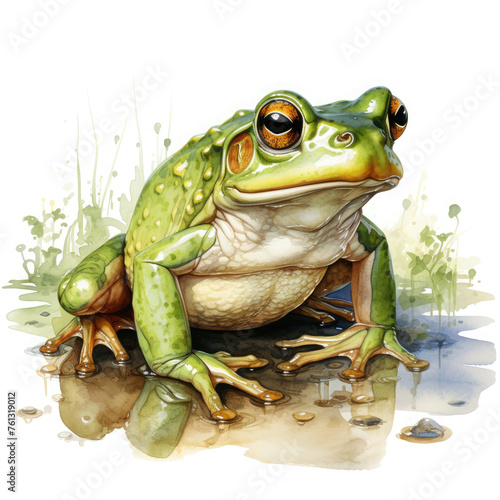 Watercolor Bullfrog  clipart Illustration  Generative Ai