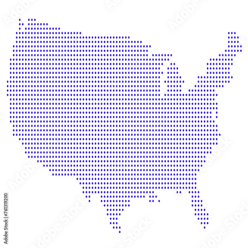 Dotted pattern USA  map isolated on a white background. United States of America map. United States of America map. USA map with and without astates. photo