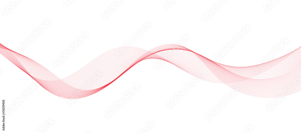 abstract vector red wave lines on white background
