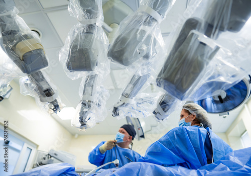 Da vinci surgery robot modern process. Futuristic operating technologies. photo