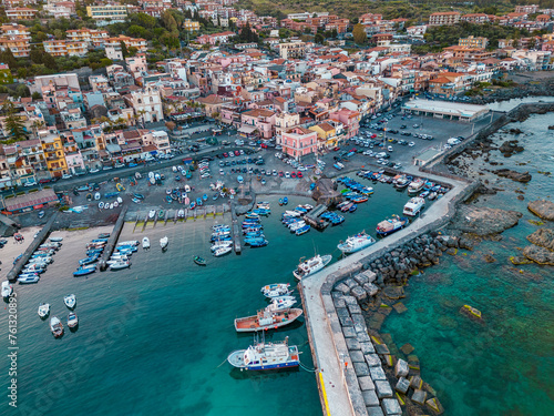 Aerial View of Acitrezza Harbor