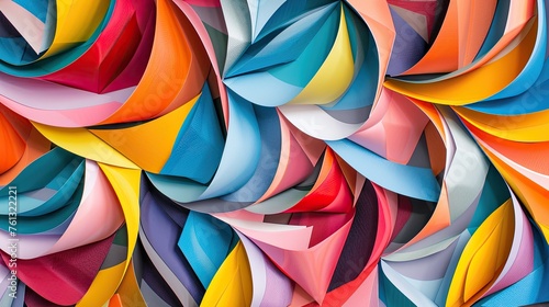 An abstract geometric pattern made from overlapping layers of cut paper in vibrant colors © AI Farm