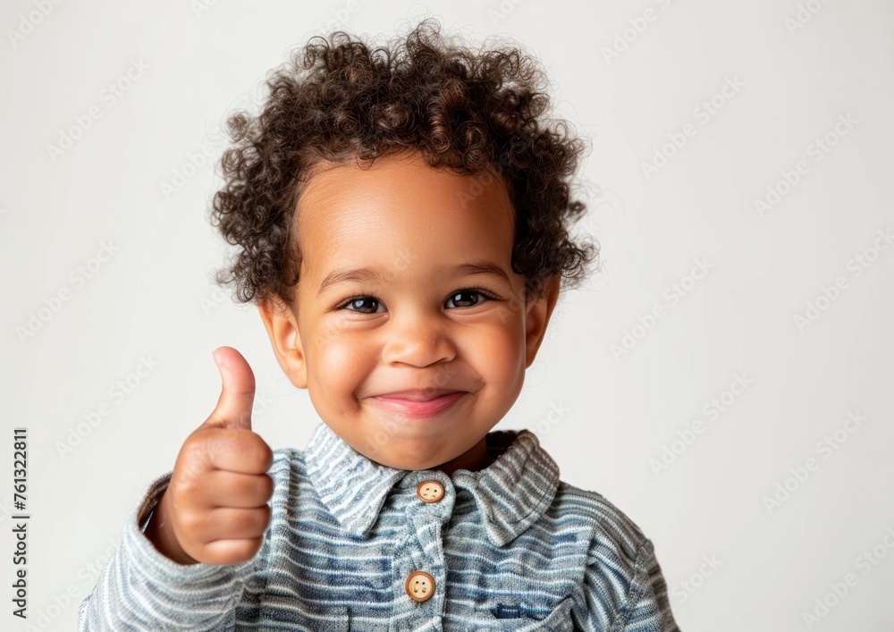 Happy Toddler Giving Thumbs Up with a Confident Smile - Generative AI Happy Toddler Giving Thumbs Up with a Confident Smile - Generative AI