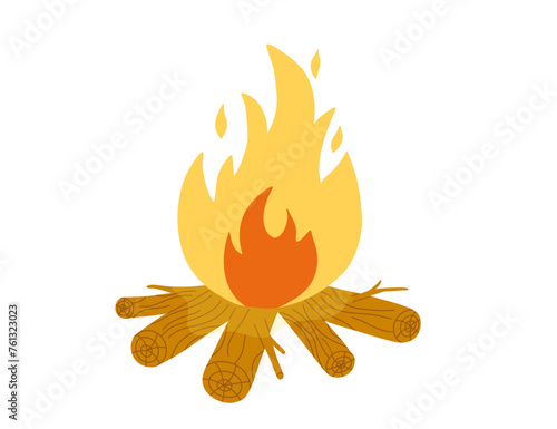 Cartoon bonfire and firewood illustration. Camping vector