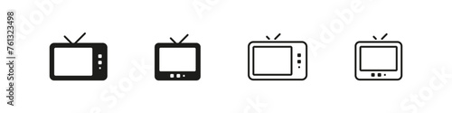 TV vector icon. Television flat and outline icons.