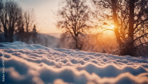 Luce Dorata sul Paesaggio Innevato- Il Fascino dell'Alba d'Inverno photo