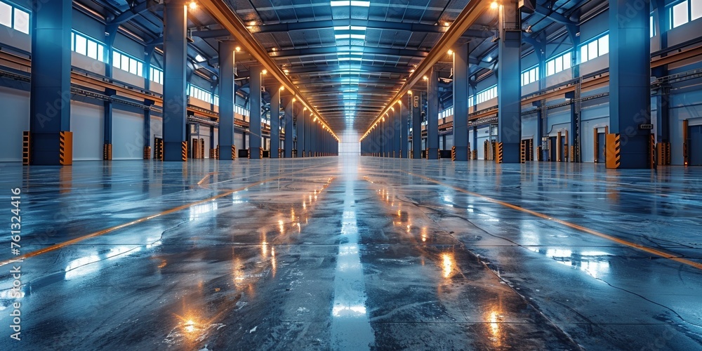 In the industrial expanse, the warehouse stands empty, flooded with city light. In the industrial expanse, the warehouse stands empty, flooded with city light.