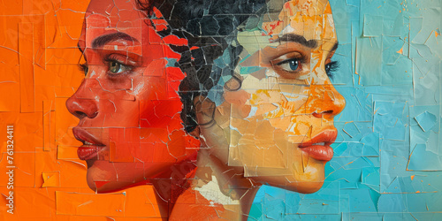 A stunning portrait of young women: their beauty is a captivating combination of artistry and elegance.