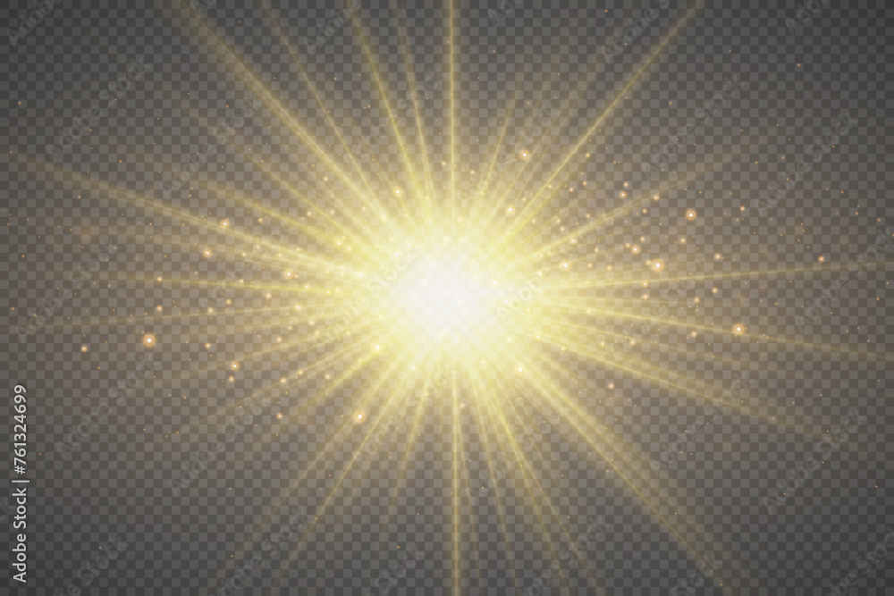 
Glow light effect. The star burst with sparkles and a glare of light. On a transparent background.