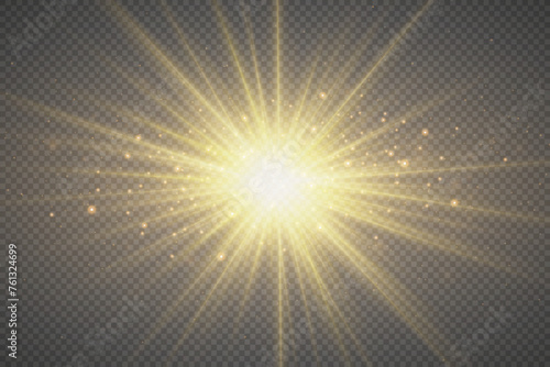  Glow light effect. The star burst with sparkles and a glare of light. On a transparent background.