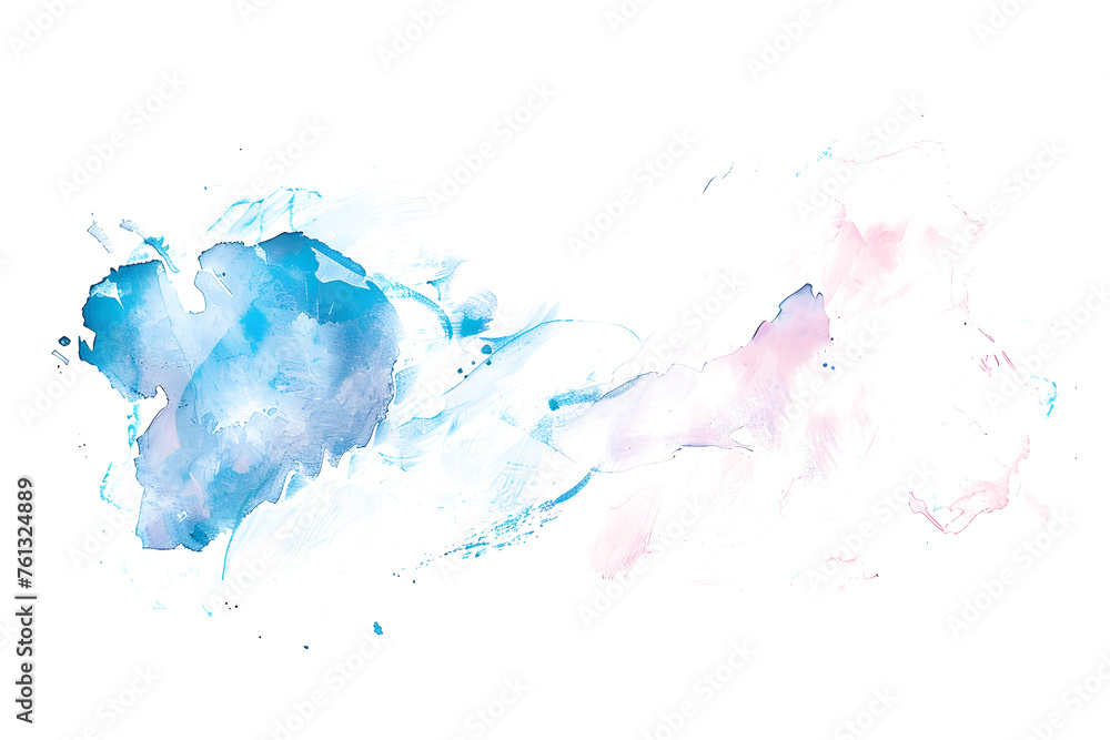 Pastel pink and blue watercolor paint wash on white background.