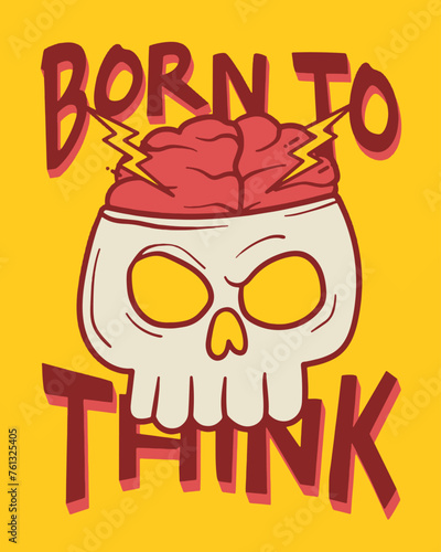 Skull Brain Vector Art  Illustration and Graphic