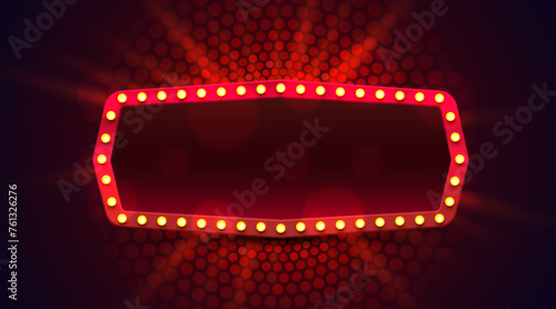 Light frame label, event bar casino, show signboard. Vector illustration