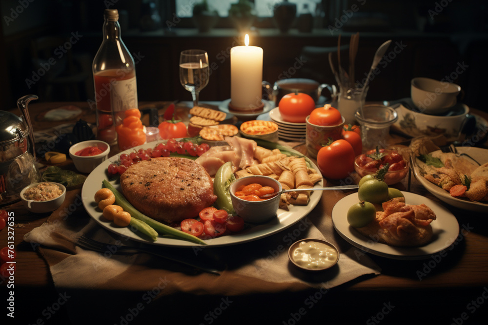 candle dinner meat and vegetables candle dinner meat and vegetables