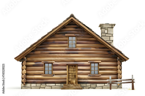 Gemütliches Blockhaus: Illustration eines idyllischen Holzhauses für Natur- und Architekturliebhaber © Lake Stylez