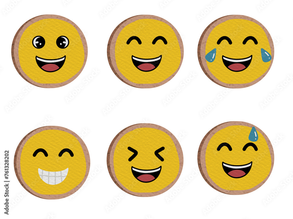 Emoji Cookies Illustration In Yellow Color Part 1