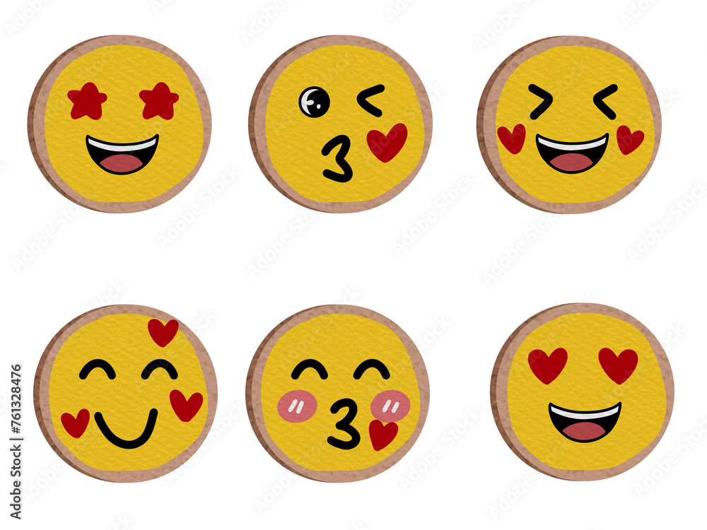 Emoji Cookies Illustration In Yellow Color Part 3