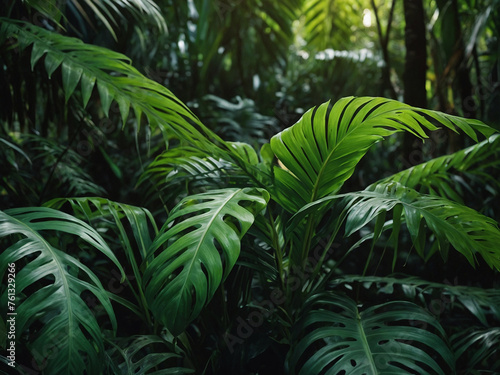 Nature leaves green tropical forest backroubd
