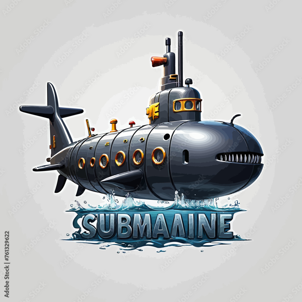 Submarine Logo Cartoon Design Very Cool