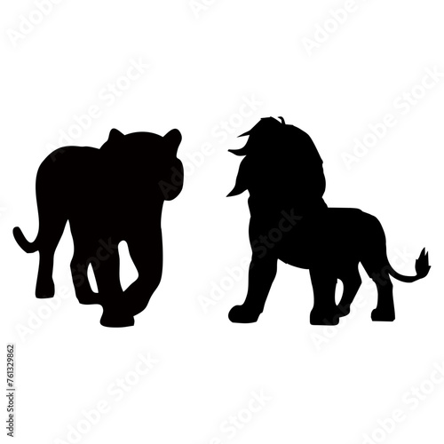 silhouette of a lion fighting a tiger © Kuldi