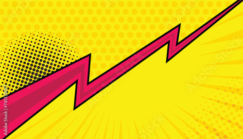 Pop art comic background with thunder flash. yellow comic design with thunder background, comic illustration in pop art style